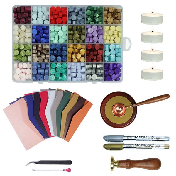 ICCNO Wax Seal Stamp with 600 Wax Seal Bead, Envelope, Sealing Wax Warmer