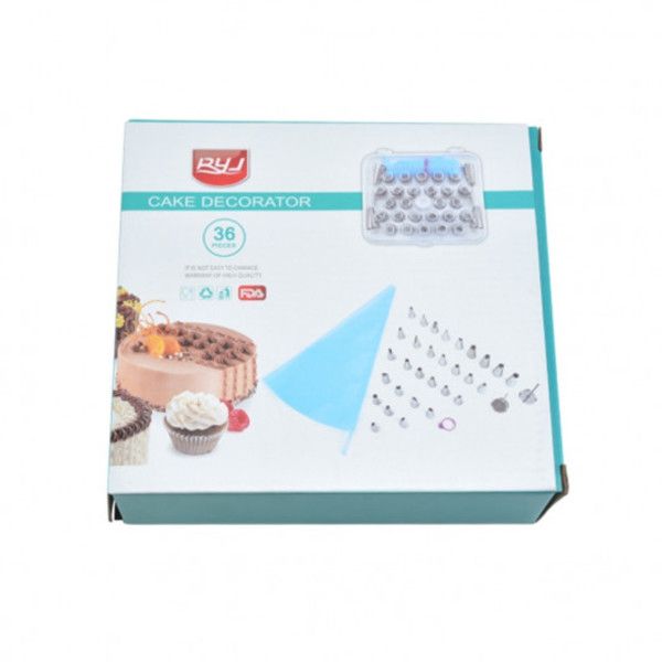 36 Pieces Set of Cake Decorating Piping Tips, Piping Bag and Flower Nail