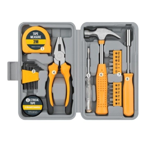 24 Piece - Hand Tool Set For Household - Yellow