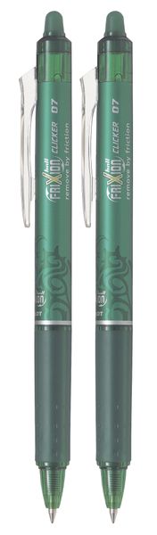 Pilot Frixion Ball Clicker 0.7mm Erasable Pack of 2 - Green
