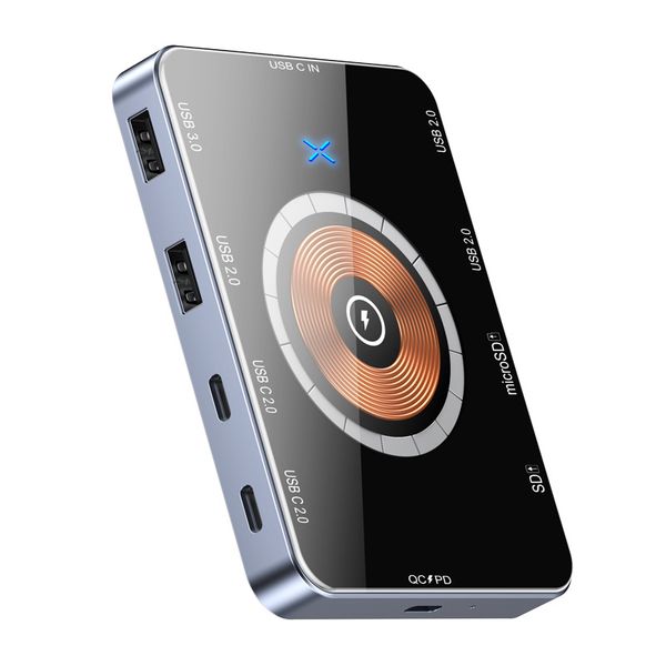 Multi-port USB Type-C 3.0 Hub with wireless charger - 10 in 1