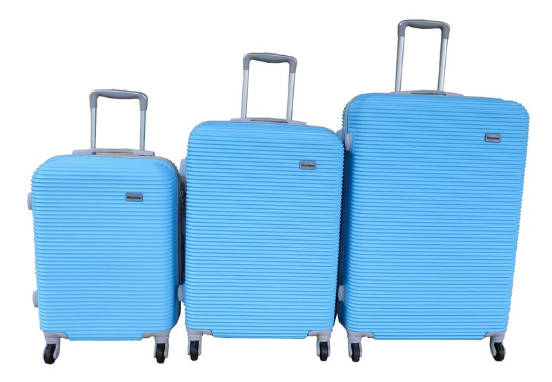 3-Piece ABS Luggage Set, Ice Blue, Hardshell Spinner with Built-In Lock