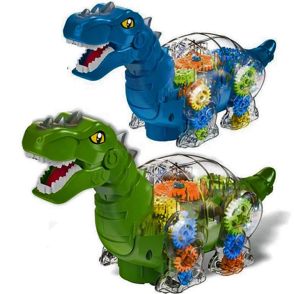 Kids Electric Gear Tyrannosaurus Dinosaur Toy With Lights And Music 2 Pack
