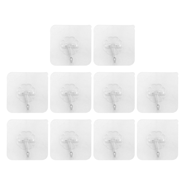 10 Packs Reusable Adhesive Hooks,Transparent Heavy Duty Wall Hooks