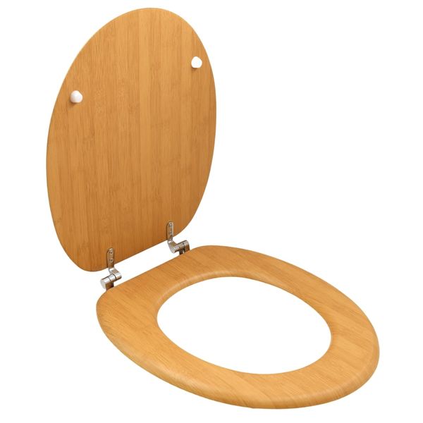 AiYi - Light Wood Grain Toilet Seat Lid with Adjustable Hinges - AY382-007