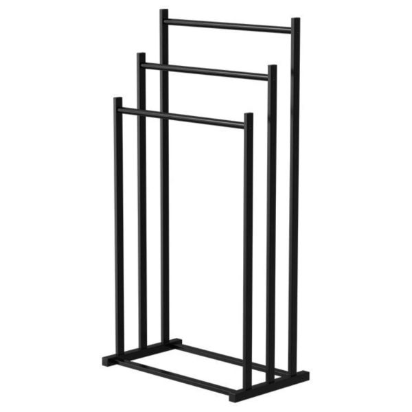 3-Tier Freestanding Towel Rack, Floor Standing Towel Organizer Rack - Black