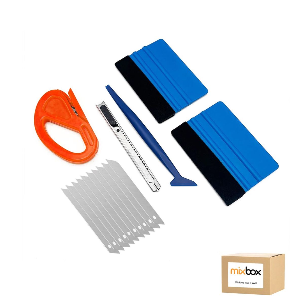 Mix Box 6 Piece Vehicle Vinyl Wrap Tool Kit Window Tinting Tool