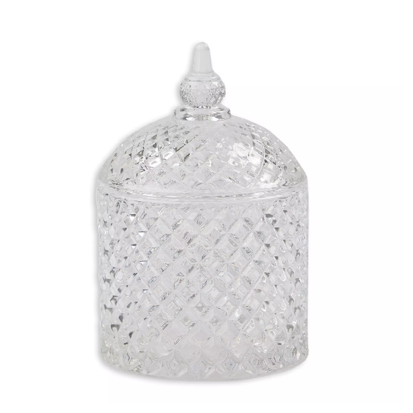 Kitro Trinket Box - Glass Criss-Cross 14 x 11 cm