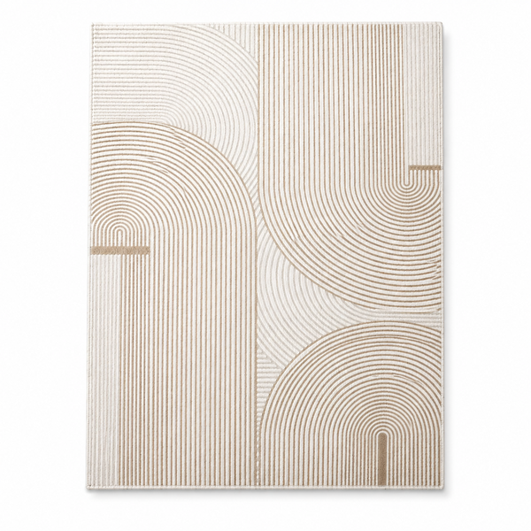 Modern Abstract Polyester Rug 120 x 180cm - Cream and Brown Textured Rug