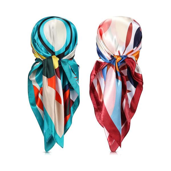 35"square Silk Hair Wrapped and Sleeping Like a Turban-2 Pieces