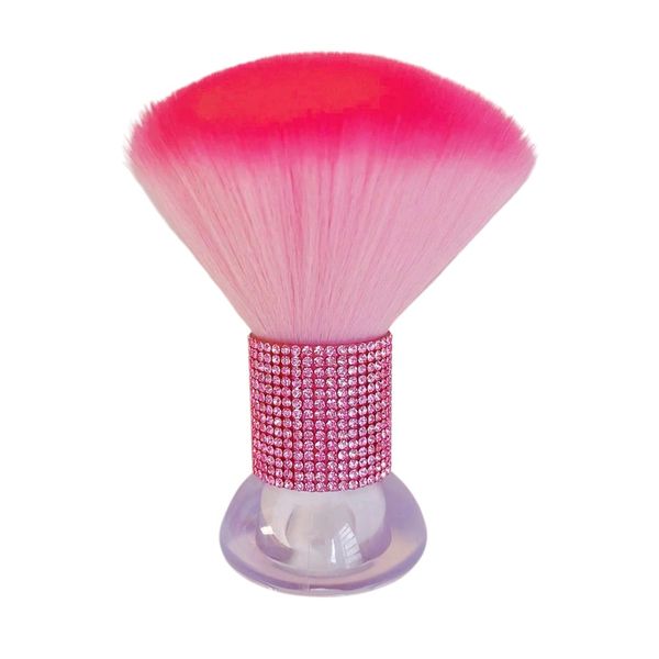 Rhinestone Nail Manicure Dust Brush for Acrylic &amp; Gel Nails - Pink
