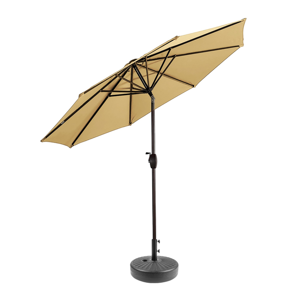 Patio Umbrella for Garden Beach Pool Sun Protection, Round Base - Khaki