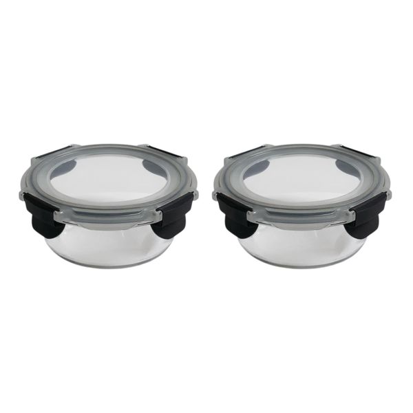 Storage Box 660ml Round Glass with Lid - 2 Piece