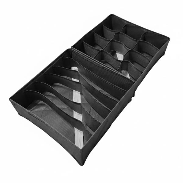 2-Piece Foldable Fabric Drawer Organizer Bundle - Dark Grey
