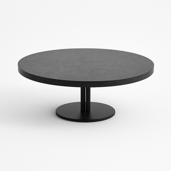 Coffee Table, Round Shape - Black Slate Texture