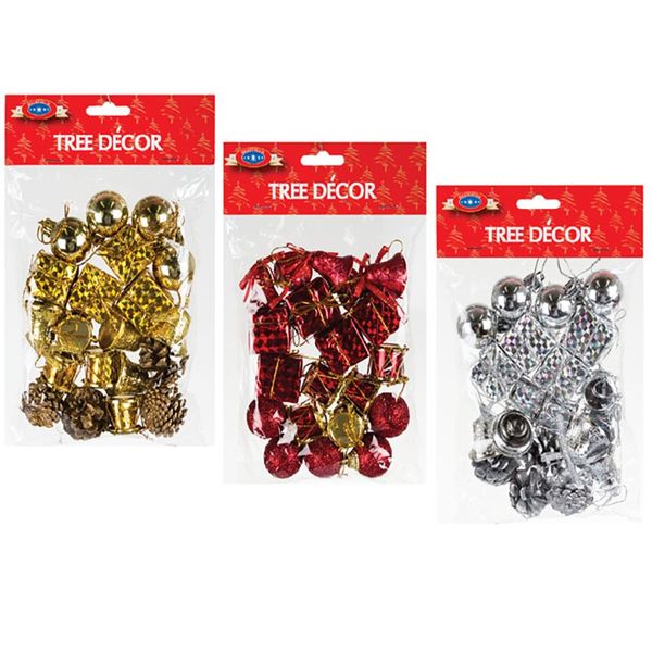 Bulk Pack x 3 Xmas Tree Decor Set 20pcs Per Pack