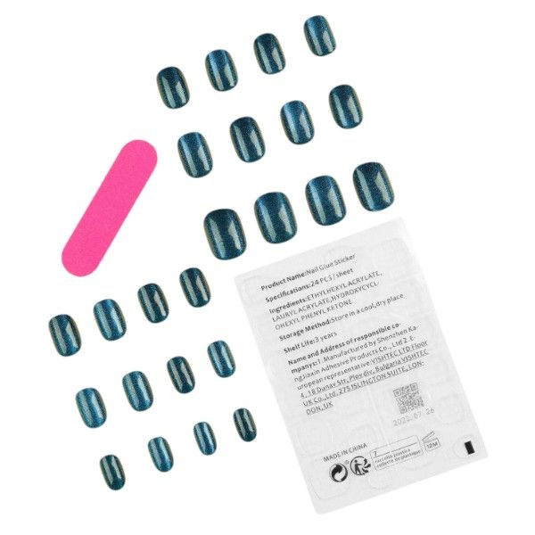 24 Piece - Round-Shaped Press-On Nails - Green