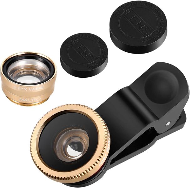 3-in-1 Phone Camera Lens Kit Compatible With iPhone 6s/7/8/X Aluminum Allo