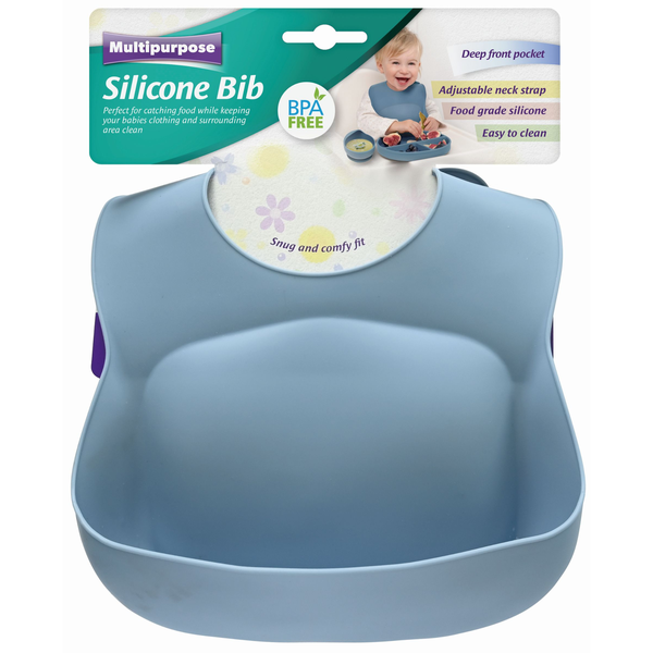 Silicone Baby Bib with Deep Pocket - Food Grade, Adjustable, BPA Free