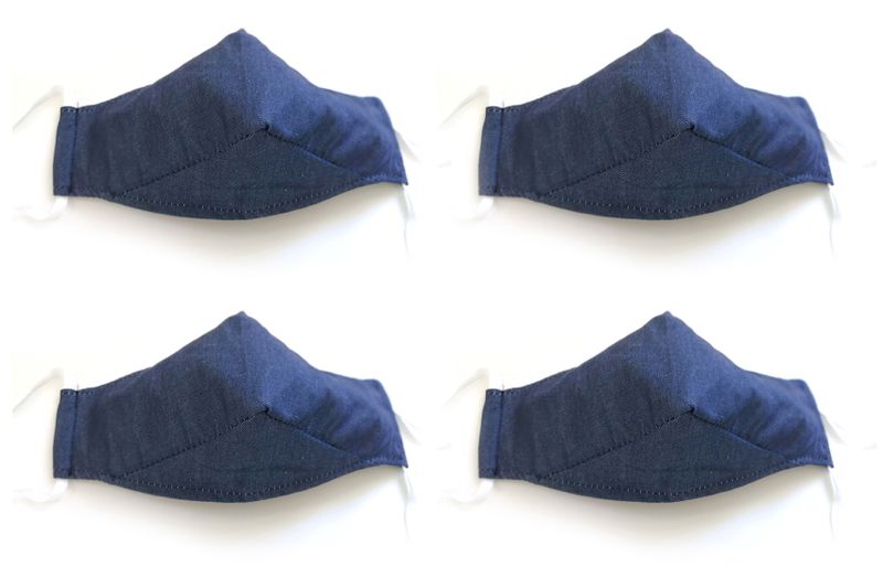 Triple Layer Personal Care Face Mask - Blue Denim - 4Pack