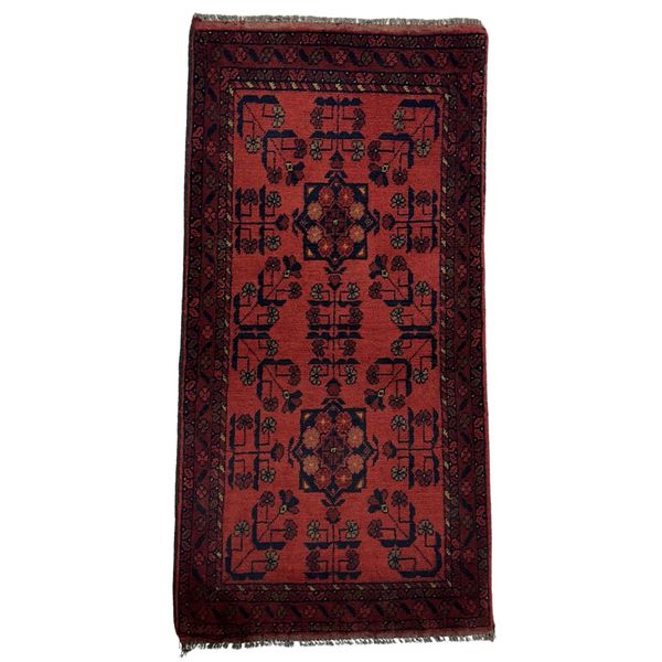 RUGS OF PERSIA Red Wool Turkmen Hand Kotted 110 x 55cm Rug