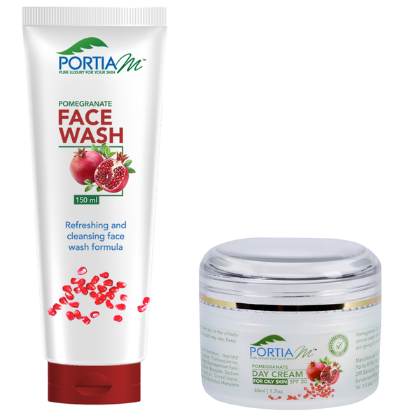 Portia M Pomegranate Face Wash 150ml &amp; Pomegranate Day Cream Oily Skin 50ml