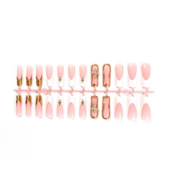 Wearable European and American Style gold French Edge Long Nails Handmade
