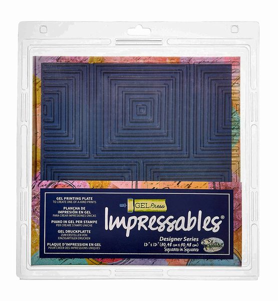 Gel Press Monoprinting Gel Plate - Impressable Squares in Square -12"x12
