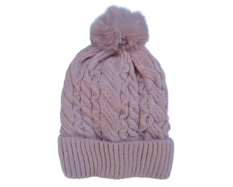 Thick Chunky Cable Knit Pom-Pom Beanie