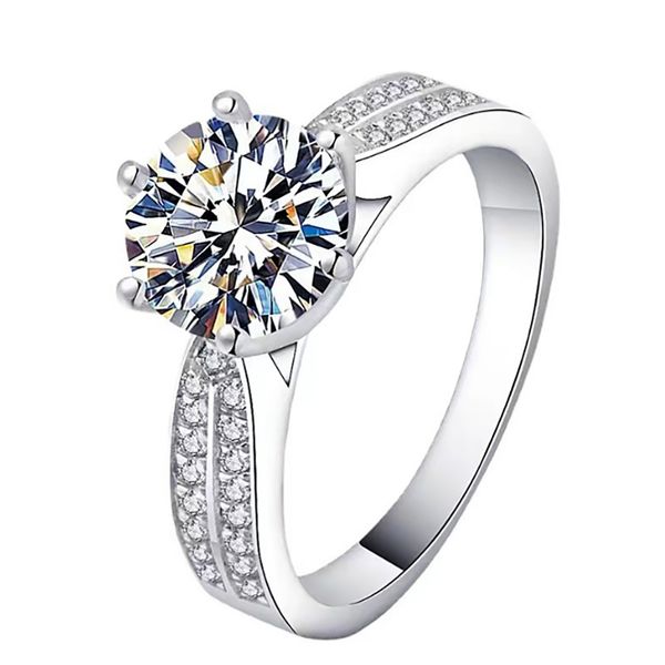 ZELTRYN S925 Sterling Silver Six-Prong Moissanite Ring-Adjustable
