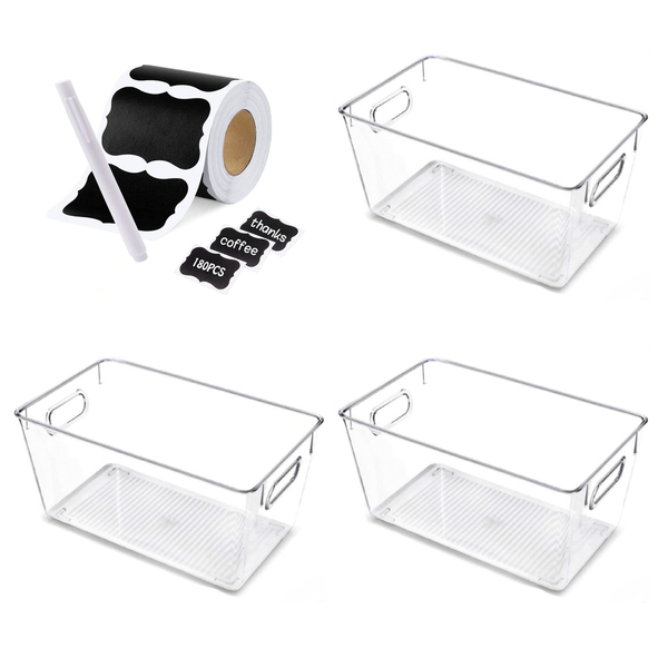 Reusable Chalk Board Stickers and Pen With 3 Pack Medium Storage Container