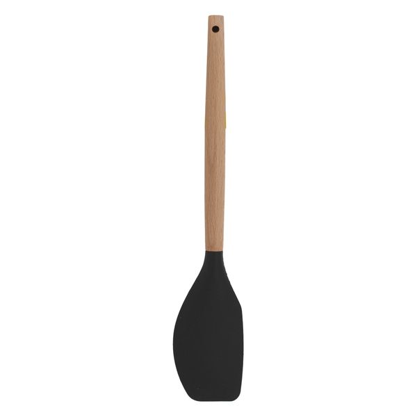 Regent Kitchen Spatula Black Silicone And Beechwood, (310X60Mm)