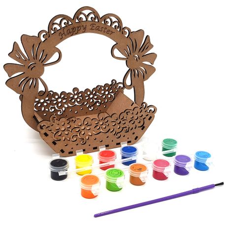 Happy Easter Laser Cut Wooden Easter Eggs Basket & Painting Set, Shop  Today. Get it Tomorrow!