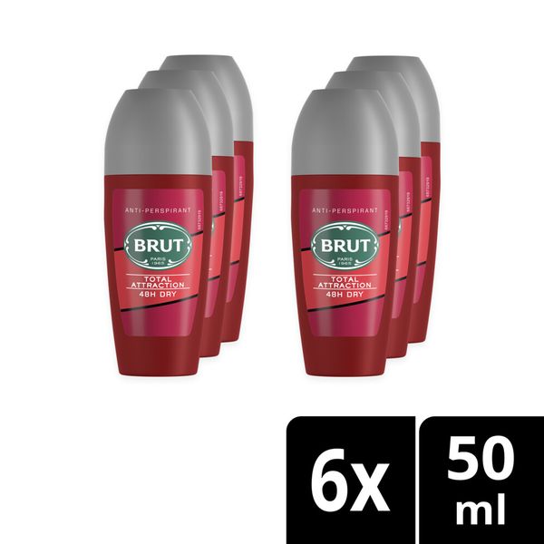 BRUT Total Attraction Antiperspirant Roll-On Deodorant 6x50ml