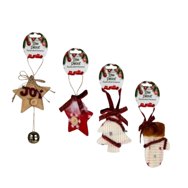 Festive Felt Christmas Ornaments Rustic Holiday Decorations- 4 Pcs