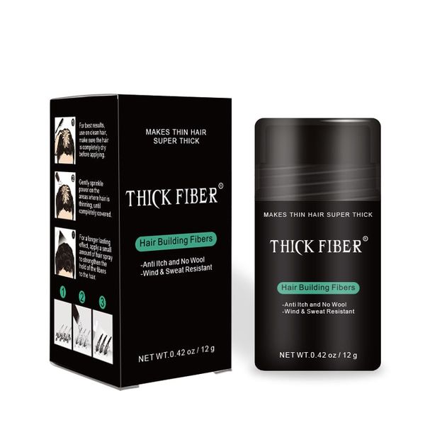 Thick Fiber Hair Building Fibers - Black (Travelsize - 12g)