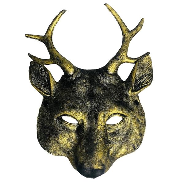 Toy Cosplay Animal Gold Deer Mask Halloween Masquerade Costume Party 36cm