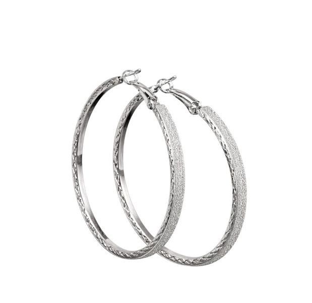 Textured Silver Hoop Earrings For Women