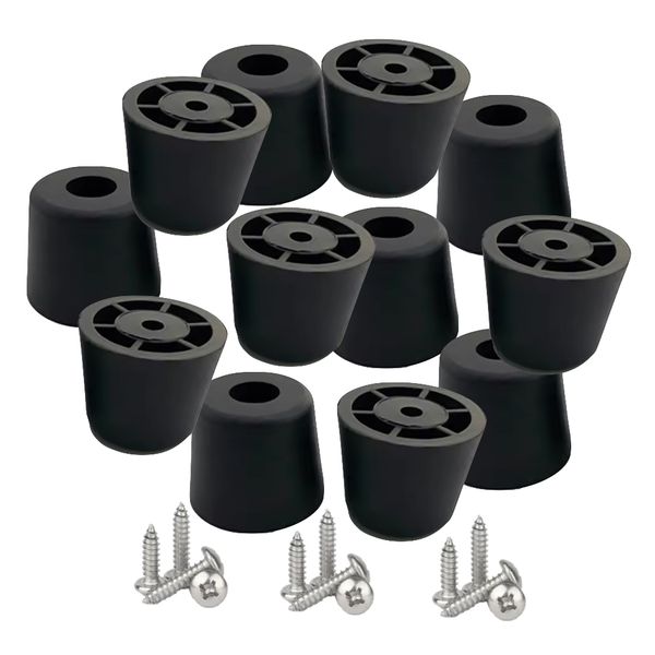 Decor Round High Quality Plastic Furniture Legs With Screws 12pcs - 3.8cm