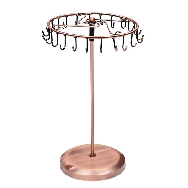23-Hooks Metal Rotating Display Rack for Pendant Bracelet Earring - Bronze