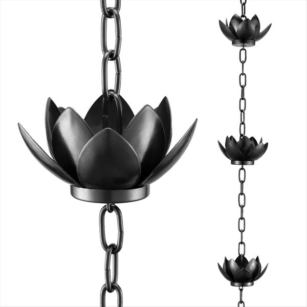 Rain Chain Set 4Ft Copper Plated Rain Chain for Gutters
