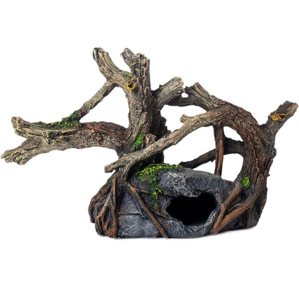 Resin Driftwood Rock Fish House Aquarium Decoration 29cm