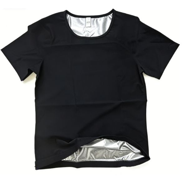 Men's Sports Short Sleeve for Shaping the Body - Black Silver, Size L