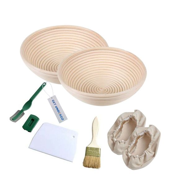 GET UNBOXED 9 Inch 2 Piece Round Sourdough Proofing Basket Bread Making Tools