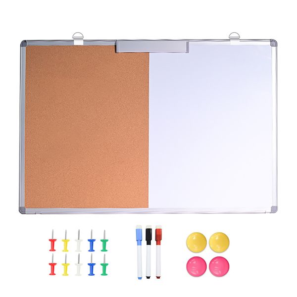Magnetic Whiteboard Combo Board Hangable Set Thumbtacks Eraser &amp; Magnets