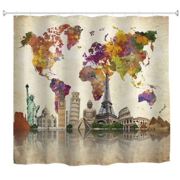 Shower Curtain Modern Custom Design - Globe