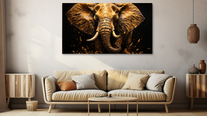 Canvas Wall Art - Golden Grace Elephant Abstract - HD0132