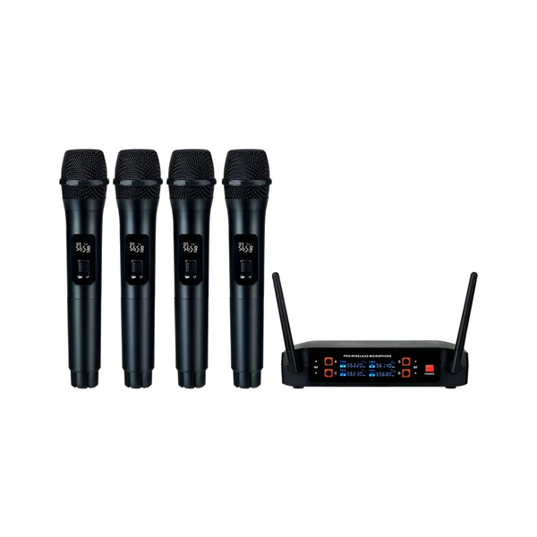4 Channel Professional Handheld Dynamic UHF Wireless Vocal Microphone Set
