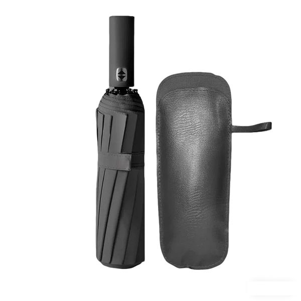 24 Rib Automatic Sun Protection Umbrella with Leather Case