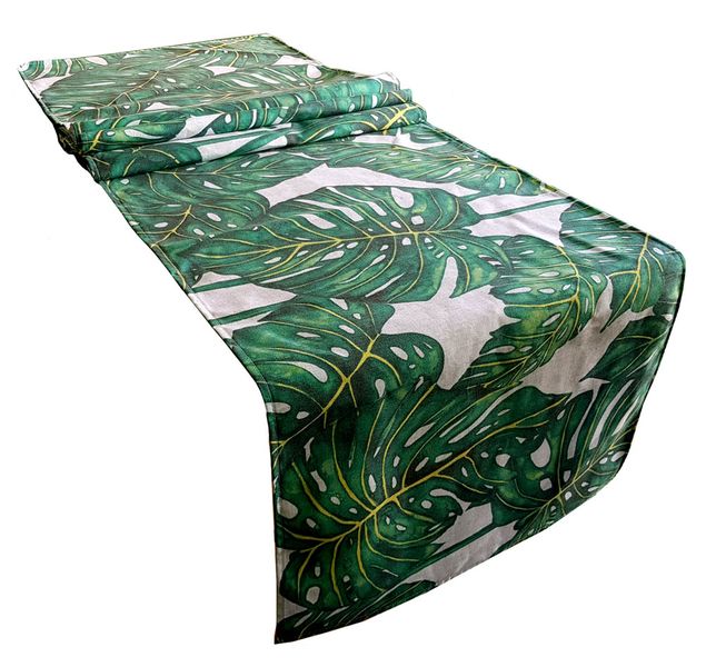 Vintage Monsteria Leaves Table Runner 200x45cm